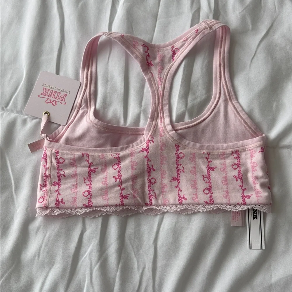 PINK X LOVESHACKFANCY Cotton Racerback Bralette Size S NWT - Picture 6 of 6